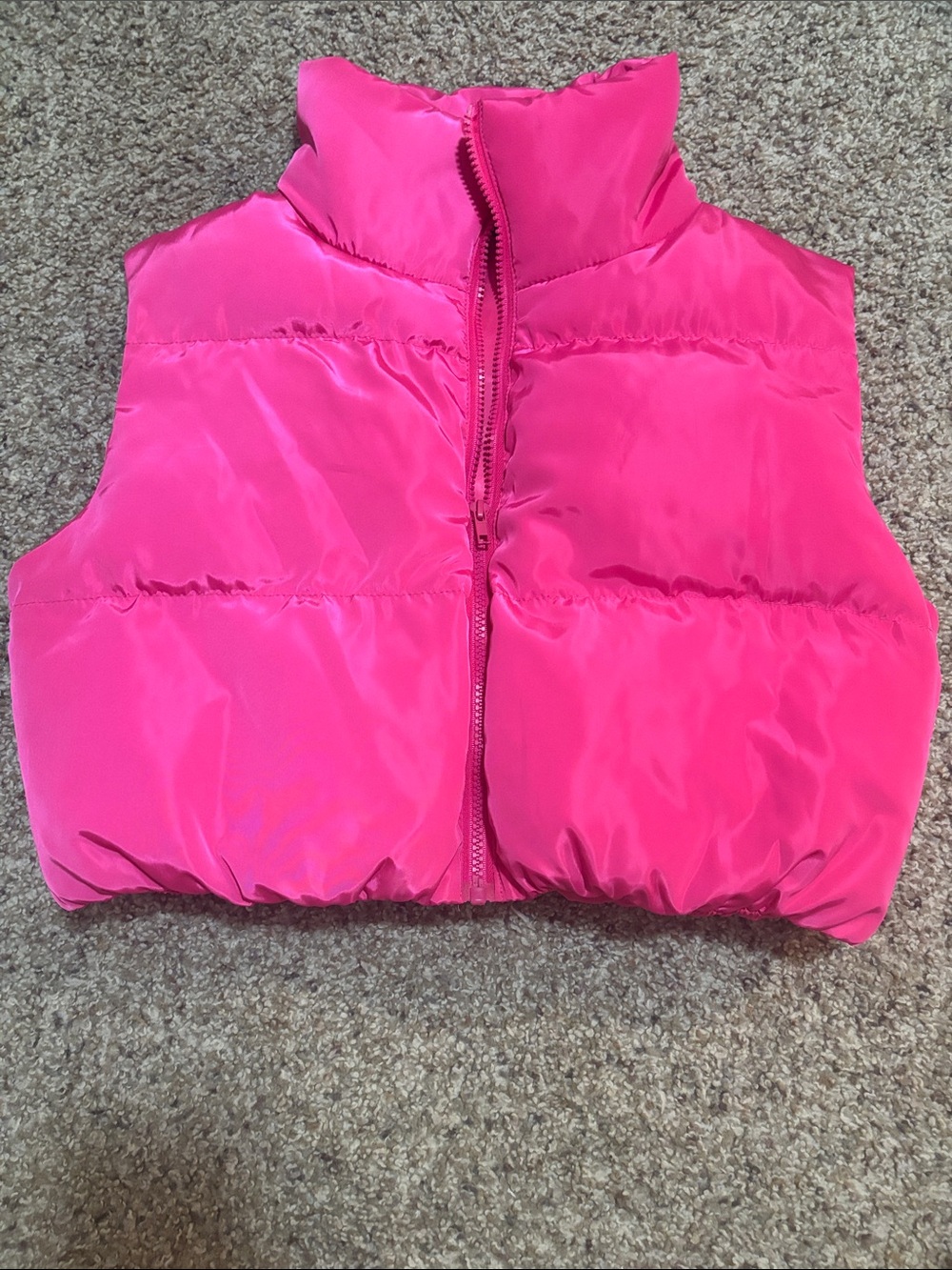 Cropped XS Puffer Vest - Hot Pink